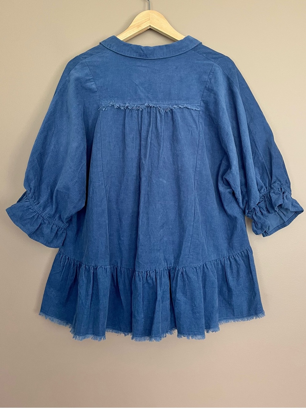 {Umgee} Corduroy Tunic Top Relaxed Fit with Peplum Hem in Blue - Large - NWT - Picture 5 of 10